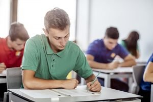Student taking test